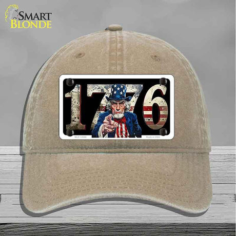 1776 Uncle Sam Novelty License Plate Hat HAT-MLP-14548 Unconstructed Cotton Khaki