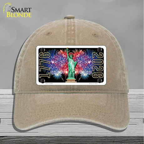 Lady Liberty Fireworks Novelty License Plate Hat HAT-MLP-14549 Unconstructed Cotton Khaki