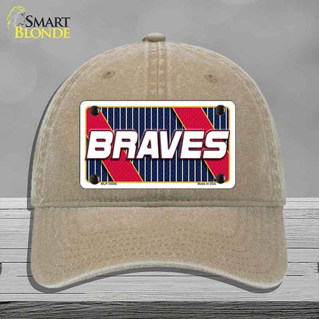 BRAVES Graphic Novelty License Plate Hat HAT-MLP-14566 Unconstructed Cotton Khaki