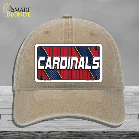 Beige cap with a 'Cardinals' license plate design on a gray background