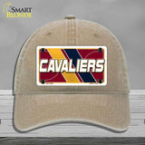 Beige cap with Cavaliers license plate design on a gray background