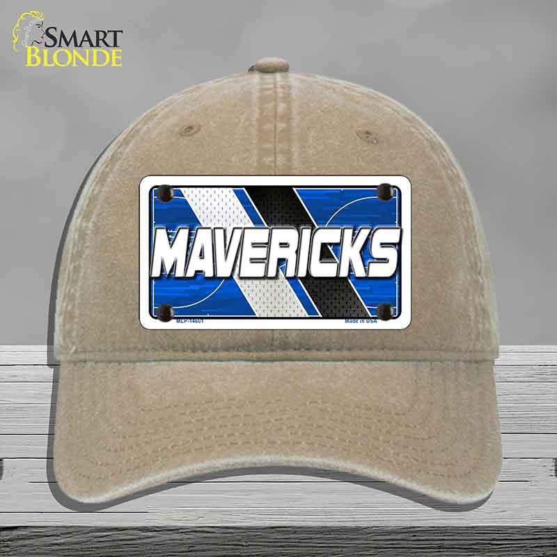 Beige cap with a 'MAVERICKS' license plate design on a gray background
