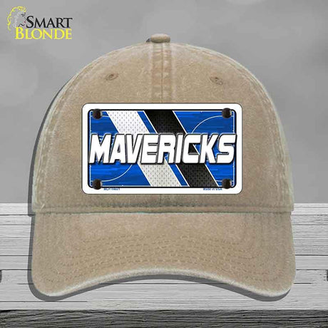 Beige cap with a 'MAVERICKS' license plate design on a gray background