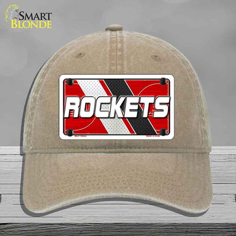 Beige cap with a 'ROCKETS' license plate design on a gray background