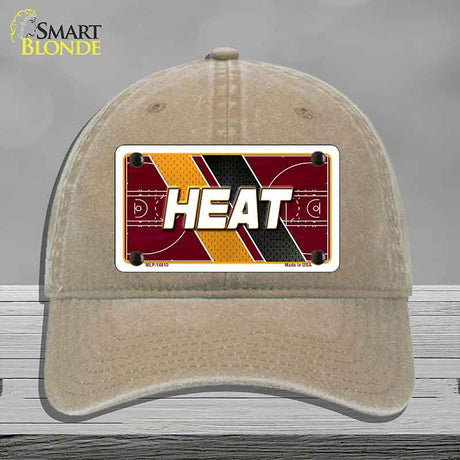 Beige cap with a 'HEAT' license plate design on a gray background