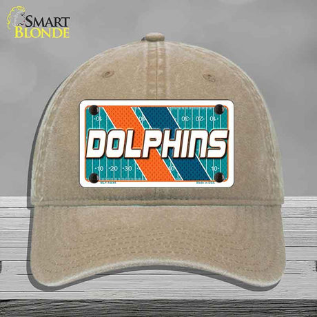 DOLPHINS Graphic Novelty License Plate Hat HAT-MLP-14644 Unconstructed Cotton Khaki