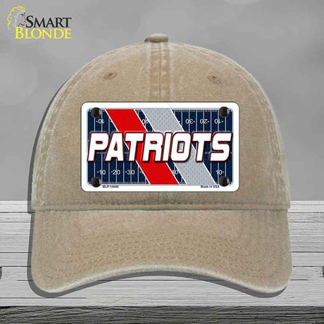 PATRIOTS Graphic Novelty License Plate Hat HAT-MLP-14646 Unconstructed Cotton Khaki