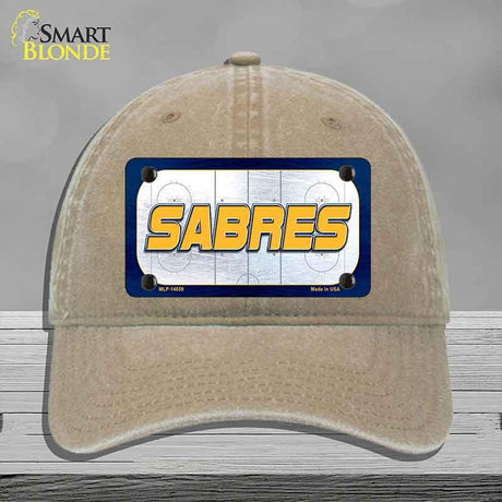 SABRES Graphic Novelty License Plate Hat HAT-MLP-14659 Unconstructed Cotton Khaki