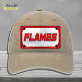 FLAMES Graphic Novelty License Plate Hat HAT-MLP-14660 Unconstructed Cotton Khaki