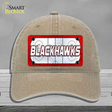 BLACKHAWKS Graphic Novelty License Plate Hat HAT-MLP-14662 Unconstructed Cotton Khaki