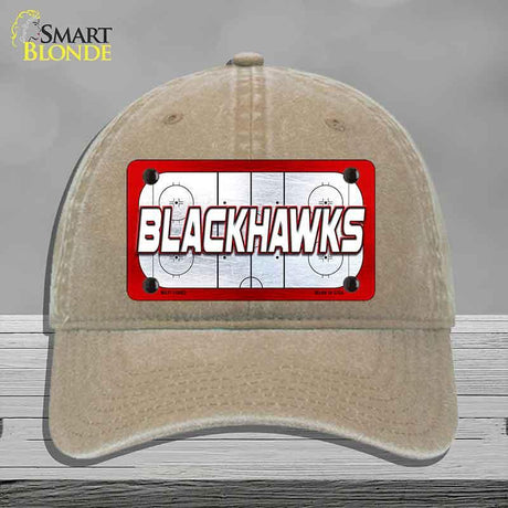 BLACKHAWKS Graphic Novelty License Plate Hat HAT-MLP-14662 Unconstructed Cotton Khaki