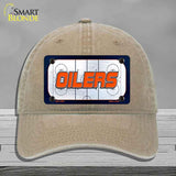 OILERS Graphic Novelty License Plate Hat HAT-MLP-14667 Unconstructed Cotton Khaki