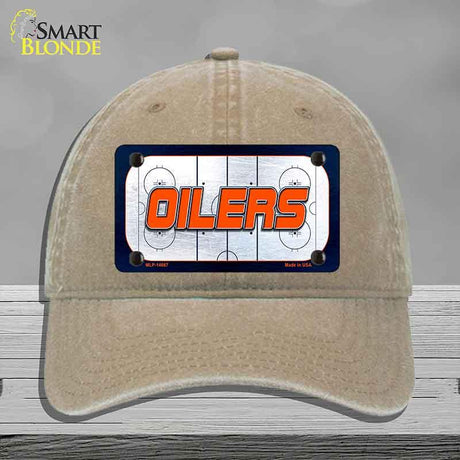 OILERS Graphic Novelty License Plate Hat HAT-MLP-14667 Unconstructed Cotton Khaki
