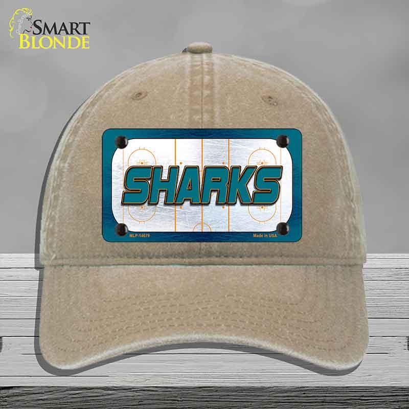 SHARKS Graphic Novelty License Plate Hat HAT-MLP-14679 Unconstructed Cotton Khaki