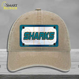 SHARKS Graphic Novelty License Plate Hat HAT-MLP-14679 Unconstructed Cotton Khaki