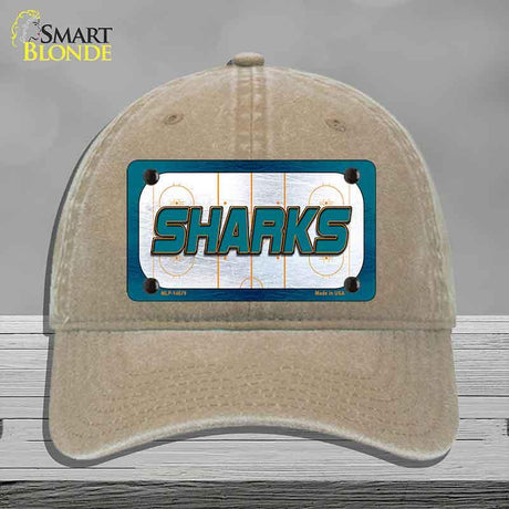 SHARKS Graphic Novelty License Plate Hat HAT-MLP-14679 Unconstructed Cotton Khaki