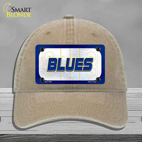 BLUES Graphic Novelty License Plate Hat HAT-MLP-14681 Unconstructed Cotton Khaki