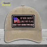 1 800 Leave The USA Novelty License Plate Hat Unconstructed Cotton / Khaki