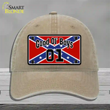 Good Ol Boys Confederate Flag Novelty License Plate Hat Unconstructed Cotton / Khaki