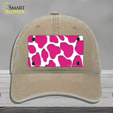 Pink White Giraffe Novelty License Plate Hat Unconstructed Cotton / Khaki