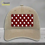 White Polka Dots Burgundy Novelty License Plate Hat Unconstructed Cotton / Khaki