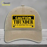 Caution Thunder Fan Novelty License Plate Hat Unconstructed Cotton / Khaki