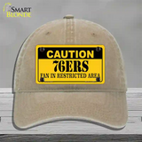 Caution 76ers Fan Novelty License Plate Hat Unconstructed Cotton / Khaki