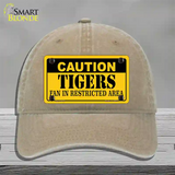 Caution Tigers Fan Novelty License Plate Hat Unconstructed Cotton / Khaki