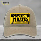 Caution Pirates Fan Novelty License Plate Hat Unconstructed Cotton / Khaki