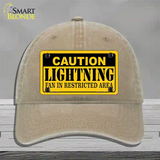 Caution Lightning Novelty License Plate Hat Unconstructed Cotton / Khaki