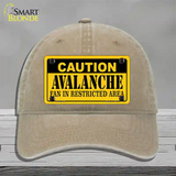 Caution Avalanche Novelty License Plate Hat Unconstructed Cotton / Khaki
