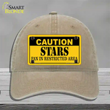 Caution Stars Novelty License Plate Hat Unconstructed Cotton / Khaki