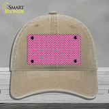 Pink White Chevron Novelty License Plate Hat Unconstructed Cotton / Khaki