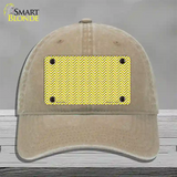 Yellow White Chevron Novelty License Plate Hat Unconstructed Cotton / Khaki