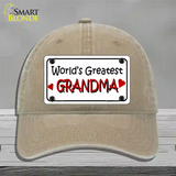 Worlds Greatest Grandma Novelty License Plate Hat Unconstructed Cotton / Khaki