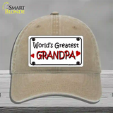 Worlds Greatest Grandpa Novelty License Plate Hat Unconstructed Cotton / Khaki