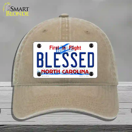 Blessed North Carolina Novelty License Plate Hat Unconstructed Cotton / Khaki