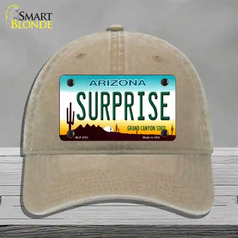 Surprise Arizona Novelty License Plate Hat Unconstructed Cotton / Khaki