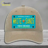 White Sands New Mexico Teal Novelty License Plate Hat Unconstructed Cotton / Khaki