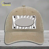 Grey White Zebra Grey Center Oval Novelty License Plate Hat Unconstructed Cotton / Khaki