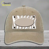 Tan White Zebra Tan Center Oval Novelty License Plate Hat Unconstructed Cotton / Khaki