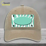 Mint White Zebra Mint Center Oval Novelty License Plate Hat Unconstructed Cotton / Khaki