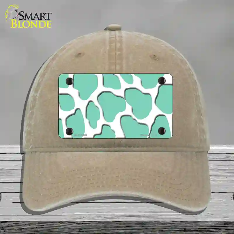 Mint White Giraffe Novelty License Plate Hat Unconstructed Cotton / Khaki