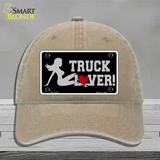 Truck Lover Girl Novelty License Plate Hat Unconstructed Cotton / Khaki