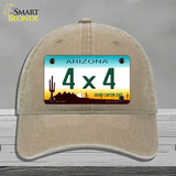4X4 Arizona Novelty License Plate Hat Unconstructed Cotton / Khaki