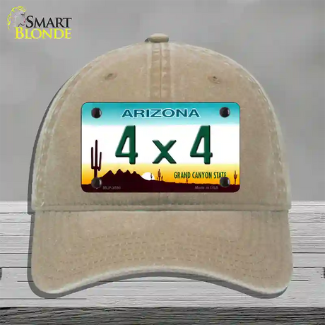 4X4 Arizona Novelty License Plate Hat Unconstructed Cotton / Khaki