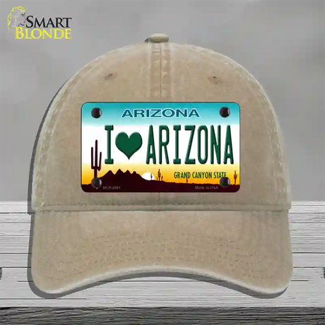 I Love Arizona Novelty License Plate Hat Unconstructed Cotton / Khaki