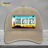 Good As It Gets Arizona Novelty License Plate Hat Unconstructed Cotton / Khaki