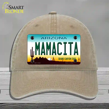 Mamacita Arizona Novelty License Plate Hat Unconstructed Cotton / Khaki