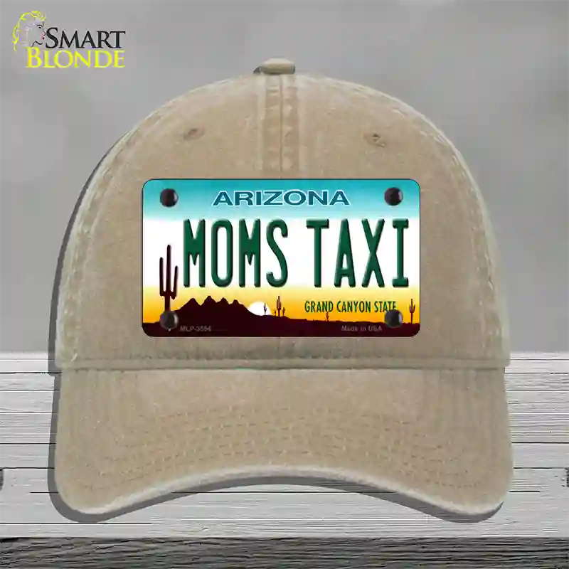 Moms Taxi Arizona Novelty License Plate Hat Unconstructed Cotton / Khaki